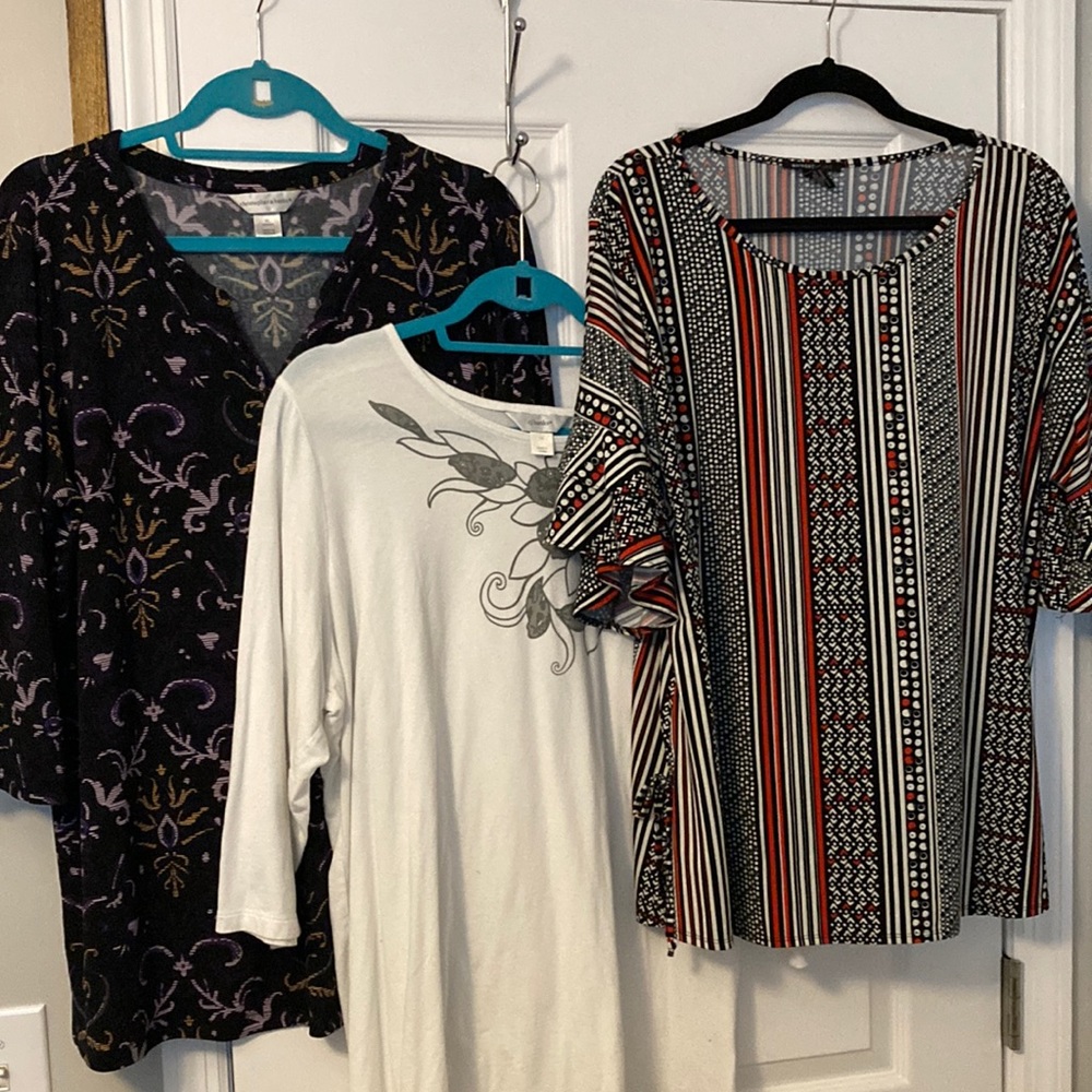 3 for 10. XL/1x women’s tops.